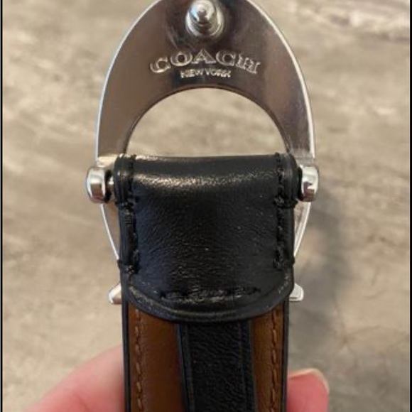 Coach black leather silver C Hardware Belt - Picture 3 of 4